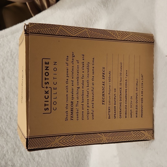 Temblor Wireless speaker and charger, gray ans bamboo - Picture 2 of 7